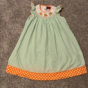 Seersucker Smocked Pumpkin Dress